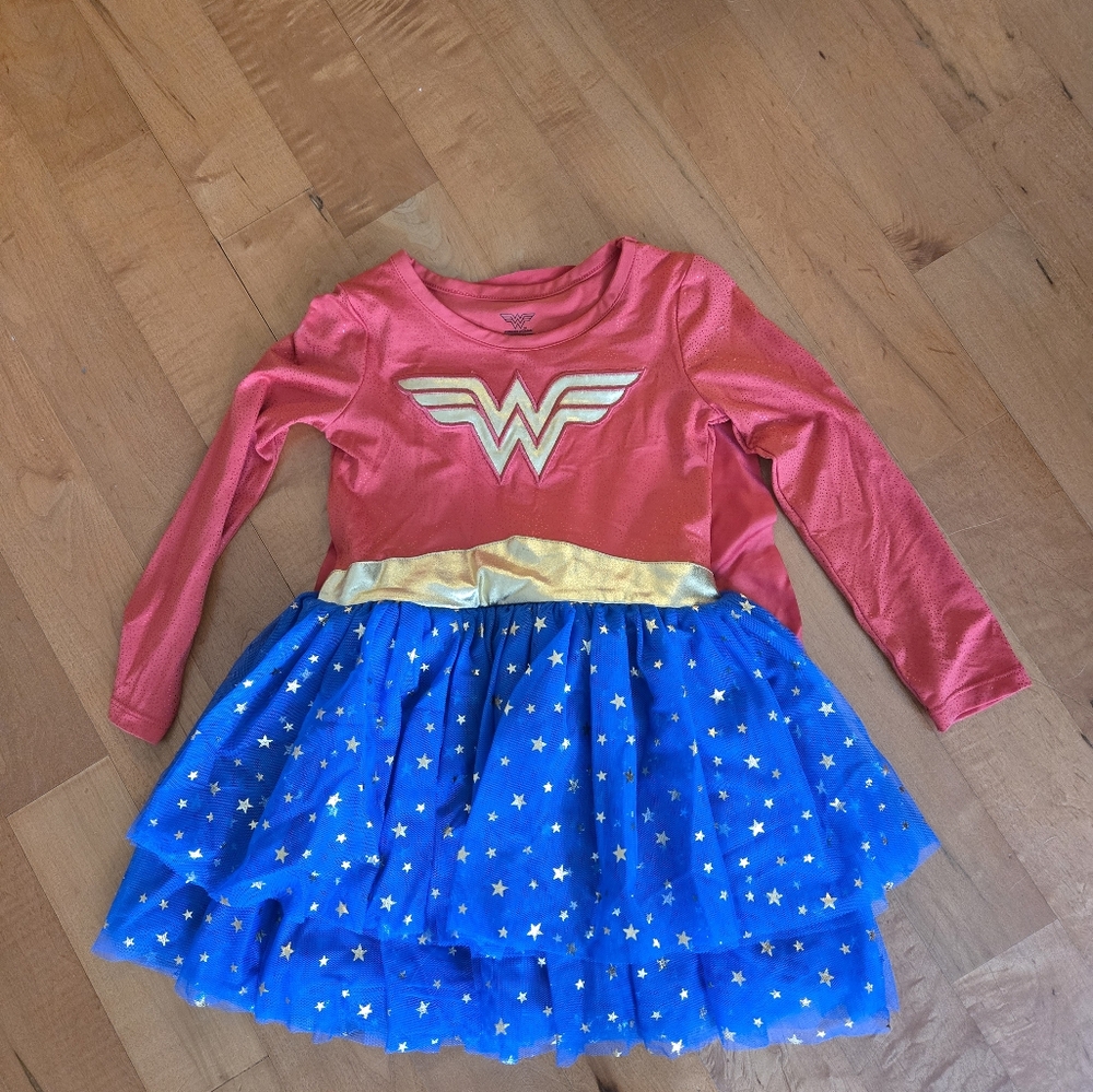 3T Wonder Woman Girls Costume with Detachable Cape